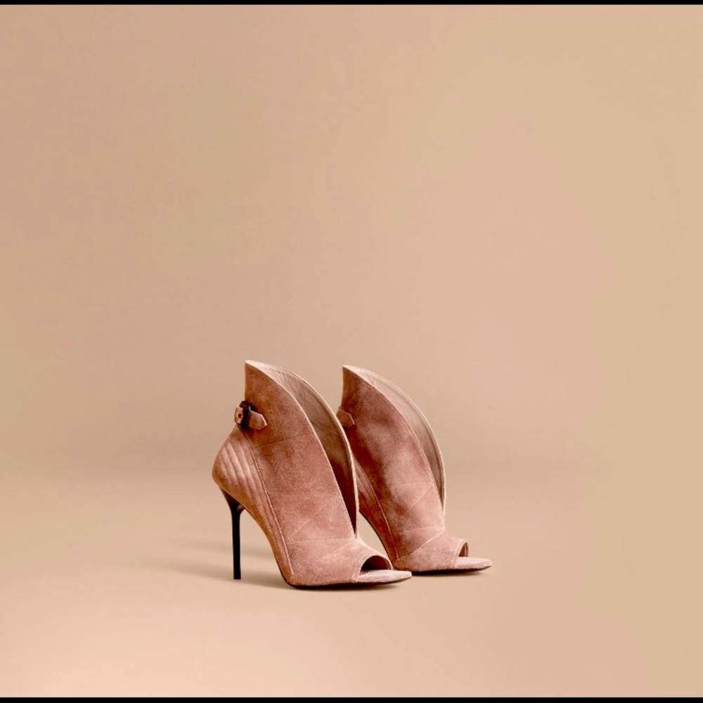 Burberry Buckle detail suede peep toe bootie ankle boot- worn once